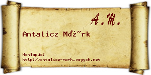 Antalicz Márk névjegykártya